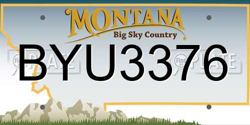 BYU3376 Montana License Plate