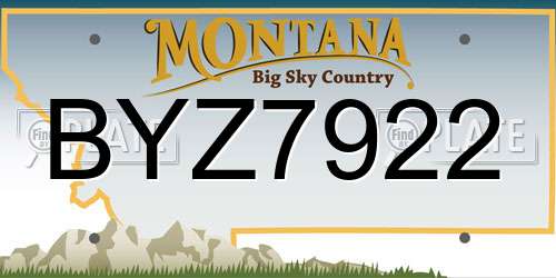 BYZ7922 Montana License Plate