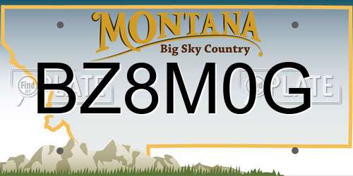 BZ8M0G Montana License Plate