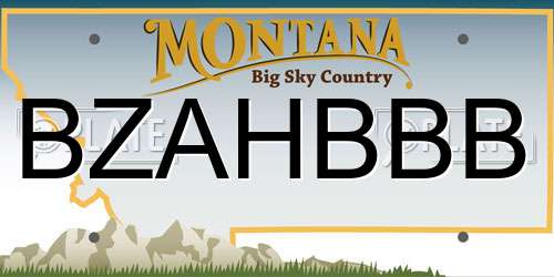 BZAHBBB Montana License Plate
