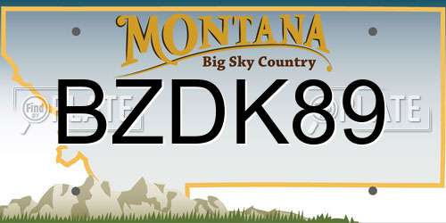 BZDK89 Montana License Plate