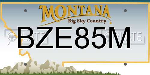 BZE85M Montana License Plate