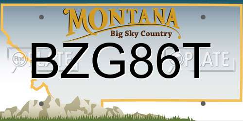 BZG86T Montana License Plate