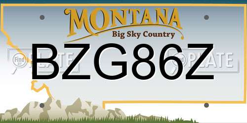 BZG86Z Montana License Plate