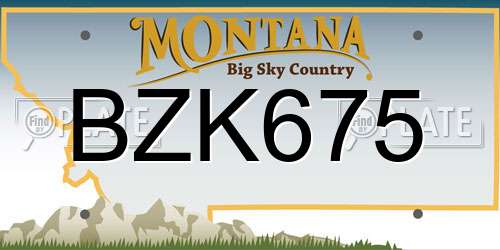 BZK675 Montana License Plate