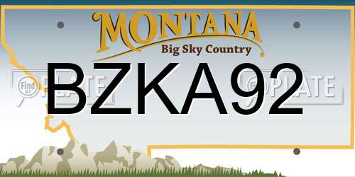 BZKA92 Montana License Plate