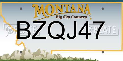 BZQJ47 Montana License Plate