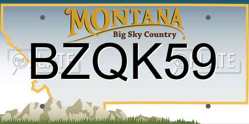 BZQK59 Montana License Plate