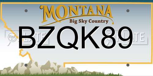 BZQK89 Montana License Plate