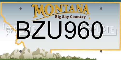 BZU960 Montana License Plate