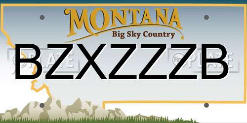 BZXZZZB Montana License Plate