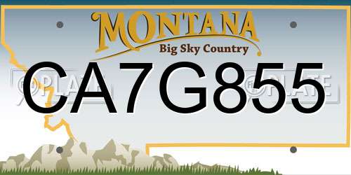 CA7G855 Montana License Plate