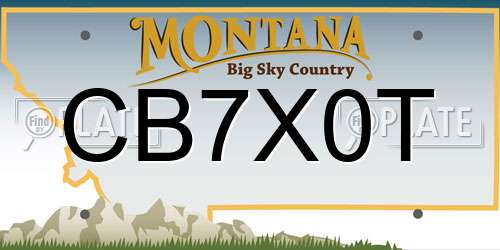 CB7X0T Montana License Plate