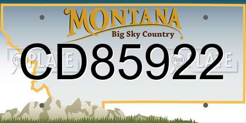 CD85922 Montana License Plate