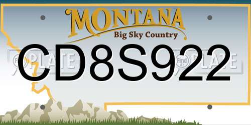 CD8S922 Montana License Plate