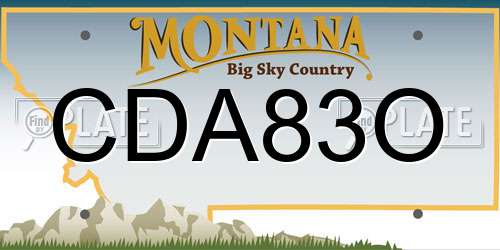 CDA83O Montana License Plate