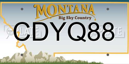 CDYQ88 Montana License Plate