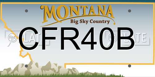 CFR40B Montana License Plate