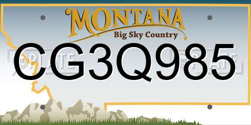 CG3Q985 Montana License Plate