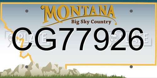 CG77926 Montana License Plate