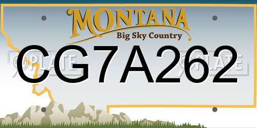 CG7A262 Montana License Plate