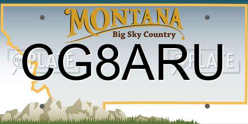 CG8ARU Montana License Plate