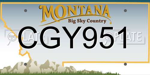 CGY951 Montana License Plate