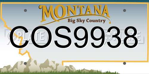 COS9938 Montana License Plate