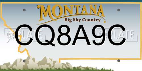CQ8A9C Montana License Plate