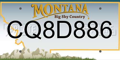 CQ8D886 Montana License Plate