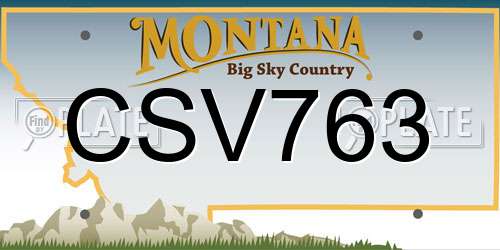 CSV763 Montana License Plate