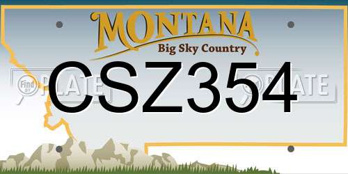 CSZ354 Montana License Plate