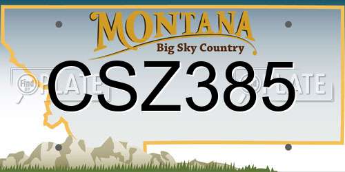 CSZ385 Montana License Plate