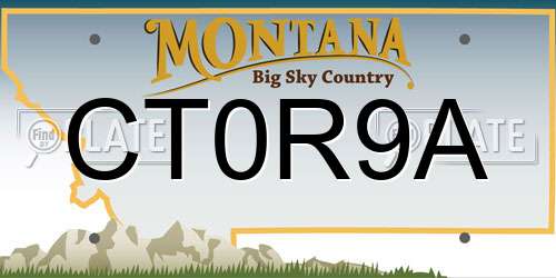 CT0R9A Montana License Plate
