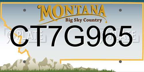 CT7G965 Montana License Plate