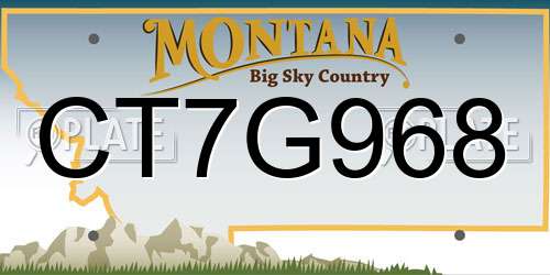 CT7G968 Montana License Plate