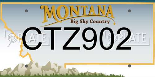 CTZ902 Montana License Plate