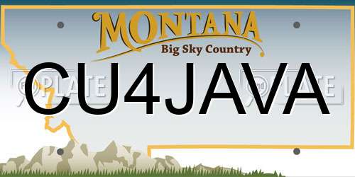CU4JAVA Montana License Plate