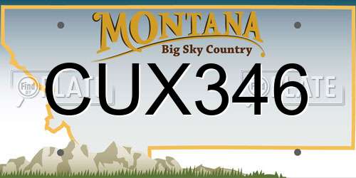 CUX346 Montana License Plate