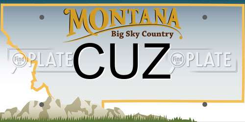 CUZ Montana License Plate