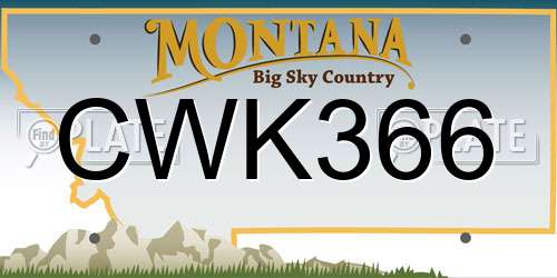 CWK366 Montana License Plate
