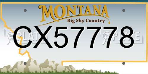 CX57778 Montana License Plate