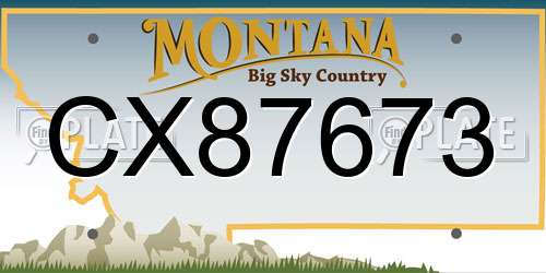 CX87673 Montana License Plate