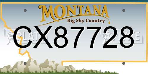 CX87728 Montana License Plate