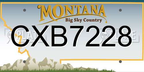 CXB7228 Montana License Plate