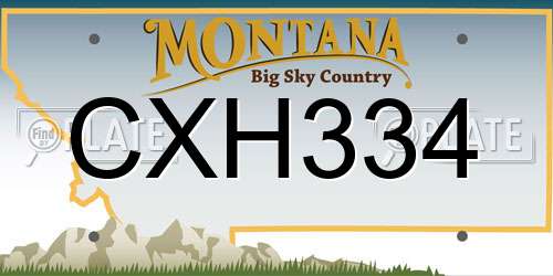 CXH334 Montana License Plate