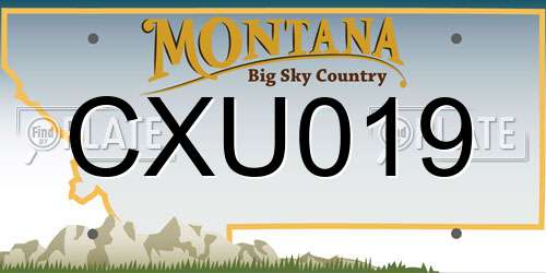 CXU019 Montana License Plate