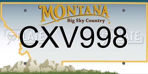 CXV998 Montana License Plate