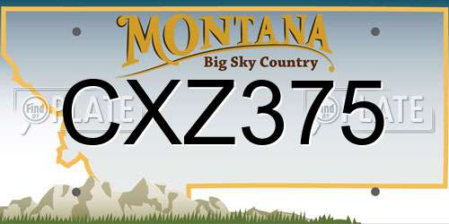 CXZ375 Montana License Plate