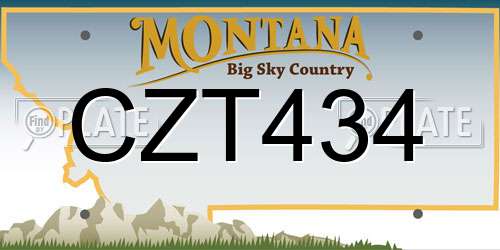 CZT434 Montana License Plate